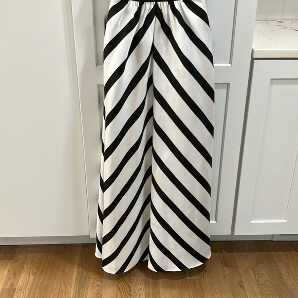 NWT Alfred Sung Formal Striped Skirt Satin Twill Pockets Sleeveless Maxi Dress - Picture 6 of 12